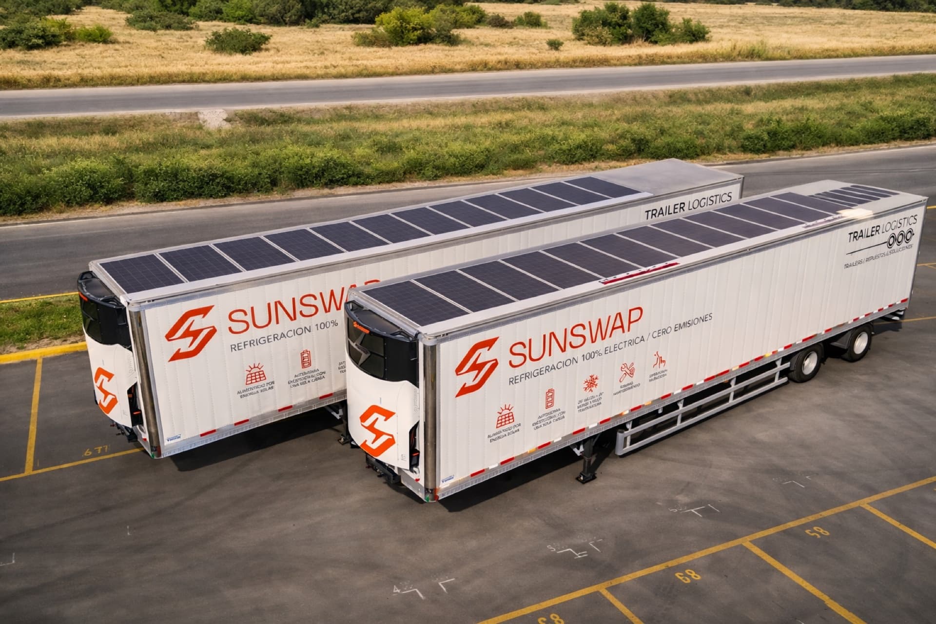 Patio de Trailer Logistics con semirremolques de las marcas representadas